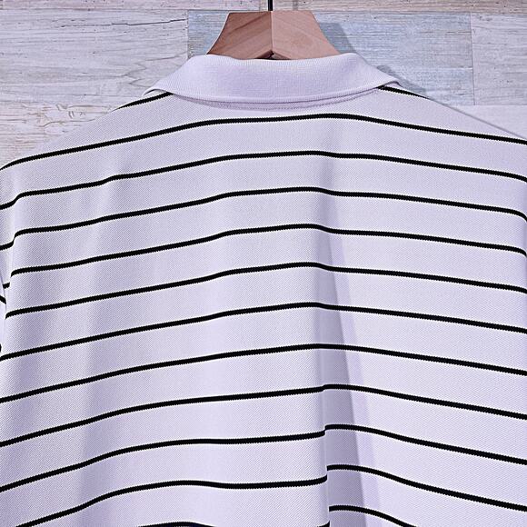 POLO RALPH LAUREN Performance Golf Polo Shirt White Black Striped Mens Large - Picture 4 of 6